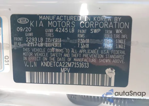 2021 Kia Seltos Sx Turbo z USA, uszkodzony, nr VIN KNDETCA22M7151613